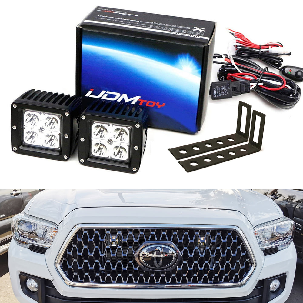 Behind Grille LED Pod Light Kit w/ Mount Bracket/Wirings For 16-23 Toyota Tacoma Behind Grille LED Pod Light Kit w/ Mount Bracket/Wirings For 16-23 Toyota Tacoma