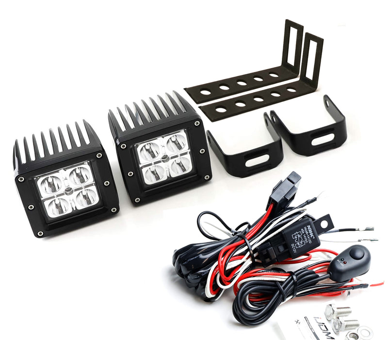 Behind Grille LED Pod Light Kit w/ Mount Bracket/Wirings For 16-23 Toyota Tacoma