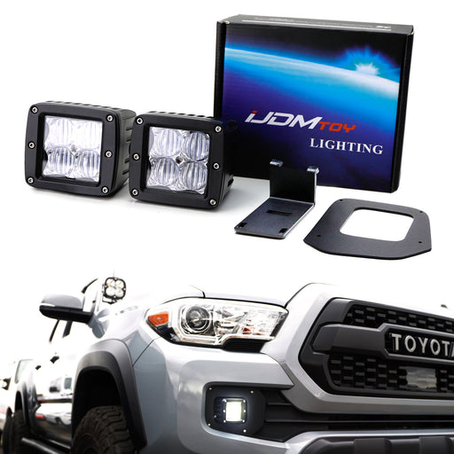 SAE Compliant LED Fog Light w/ Mounting Brackets & Wires For 16-23 Toyota Tacoma