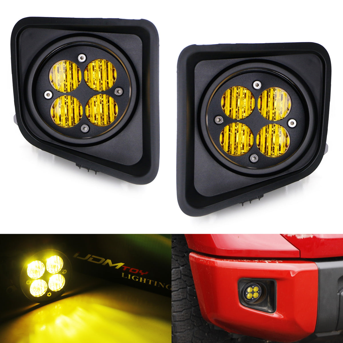 LED Wide Angle SAE Flood Beam Fog Light Kit For 14-21 Toyota