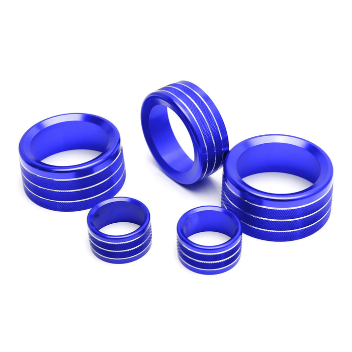 Auovo AC Knob Covers For Super Duty 2022-2023 - Aluminum Alloy Audio & AC Switch Rings, 4-Piece Set (Blue)
