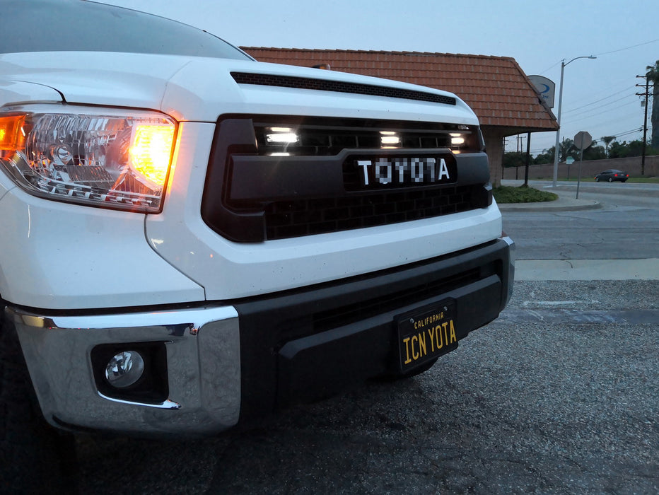 3pc Smoked Lens White LED Grille Running Lights For 2014-21 Tundra TRD Pro Grill