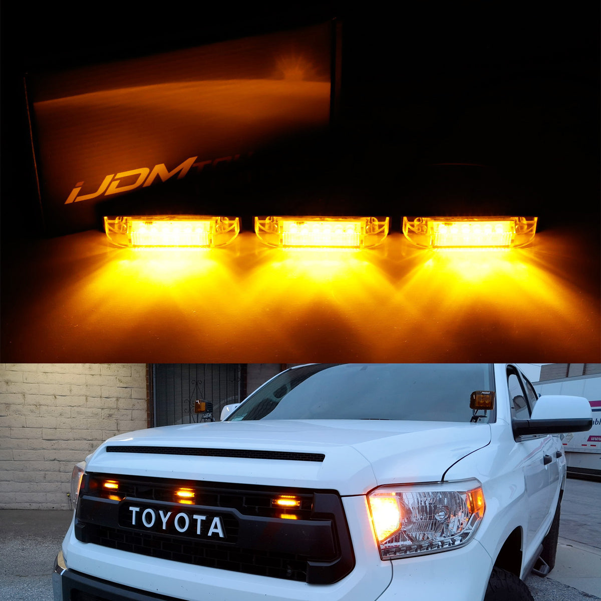 3pcs Amber Lens LED Grille Running Light Kit For 2014-21 Tundra w