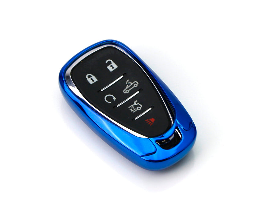 Glossy Blue Smart Key Fob Shell For Chevy Camaro Malibu Cruze Spark Volt Bolt
