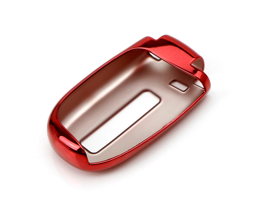Chrome Red TPU Key Fob Case For Dodge Charger Challenger Jeep Chrysler, etc