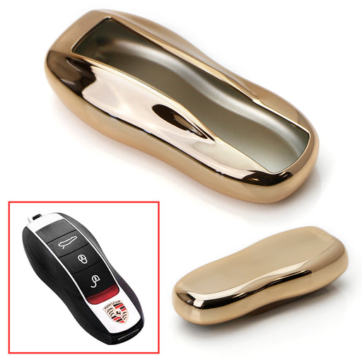 Gold TPU Key Fob Cover Case For Porsche Cayenne Panamera Macan 718  Cayman 911