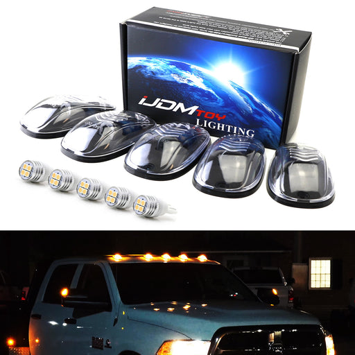 Clear Lens Amber Full LED Cab Roof Clearance Marker Light Kit For Truck SUV 4x4