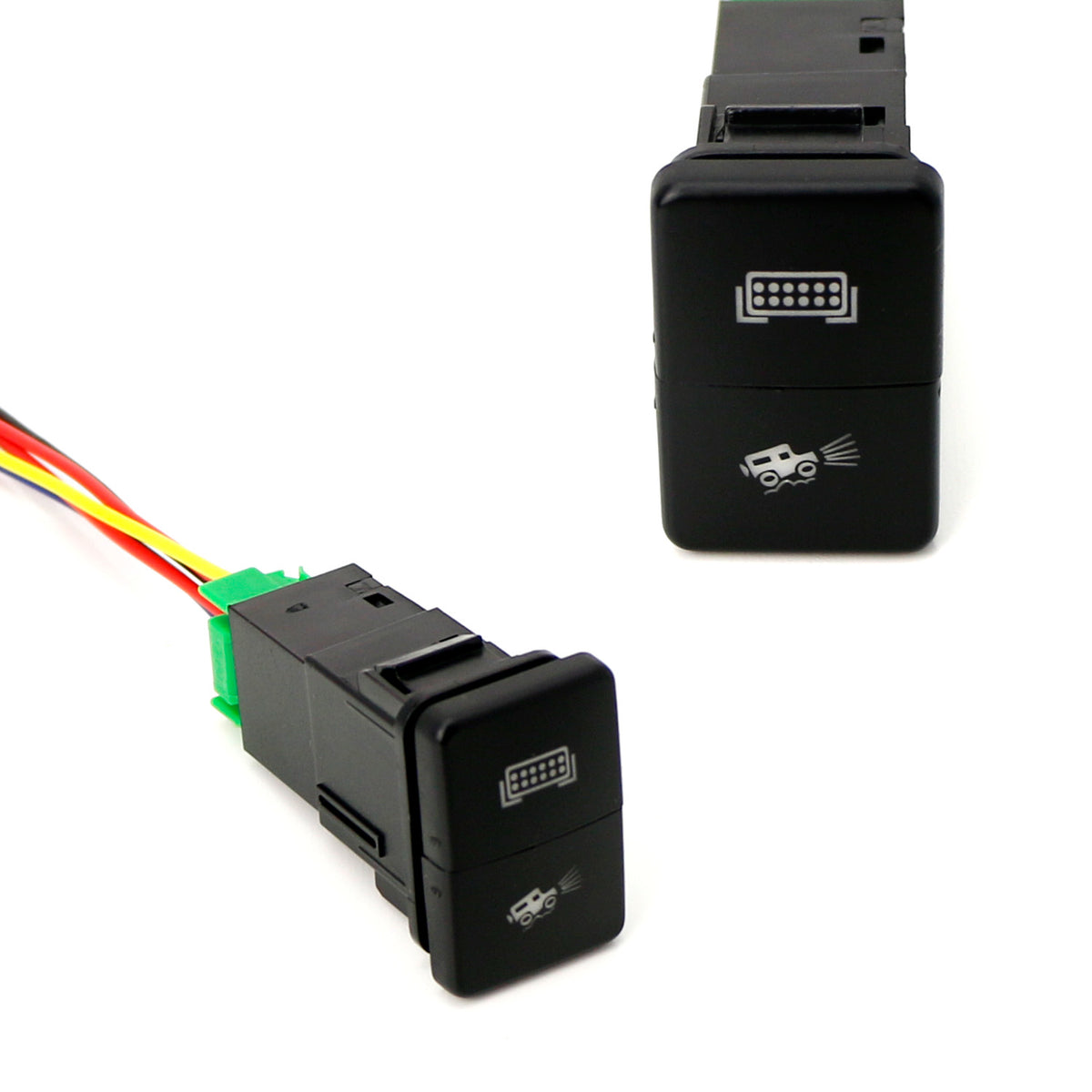 Xotic Tech Dual Factory-Style Push Button Switch 12V For Toyota - Blue/Green LED For Fog Lights Or DRL