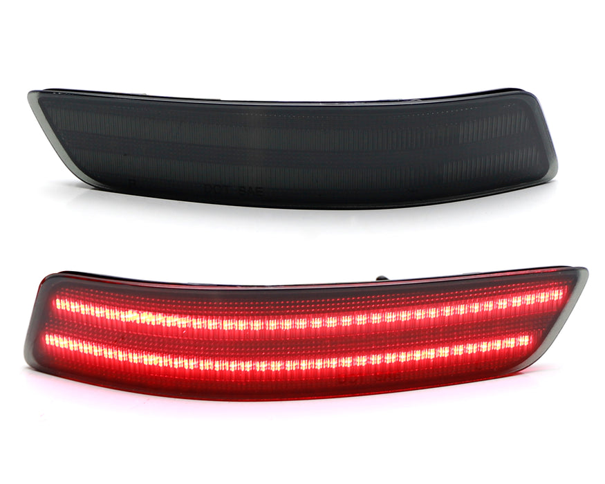 Smoked Lens Red LED Rear Bumper Reflectors For Lexus 2013-2018 ES, 2013-2020 GS