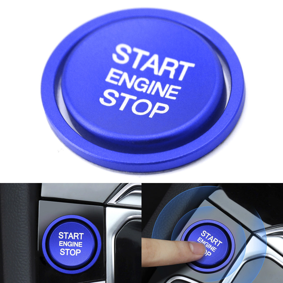 RLine RS Style Blue Aluminum Keyless Engine Push Start Button w/Ring T ...