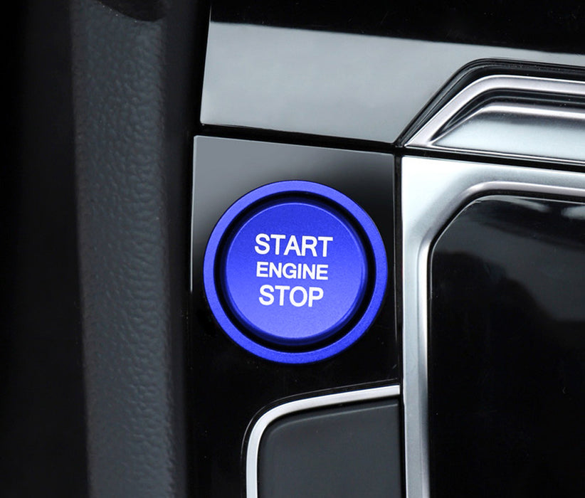 RLine RS Style Blue Aluminum Keyless Engine Push Start Button w/Ring Trim For VW