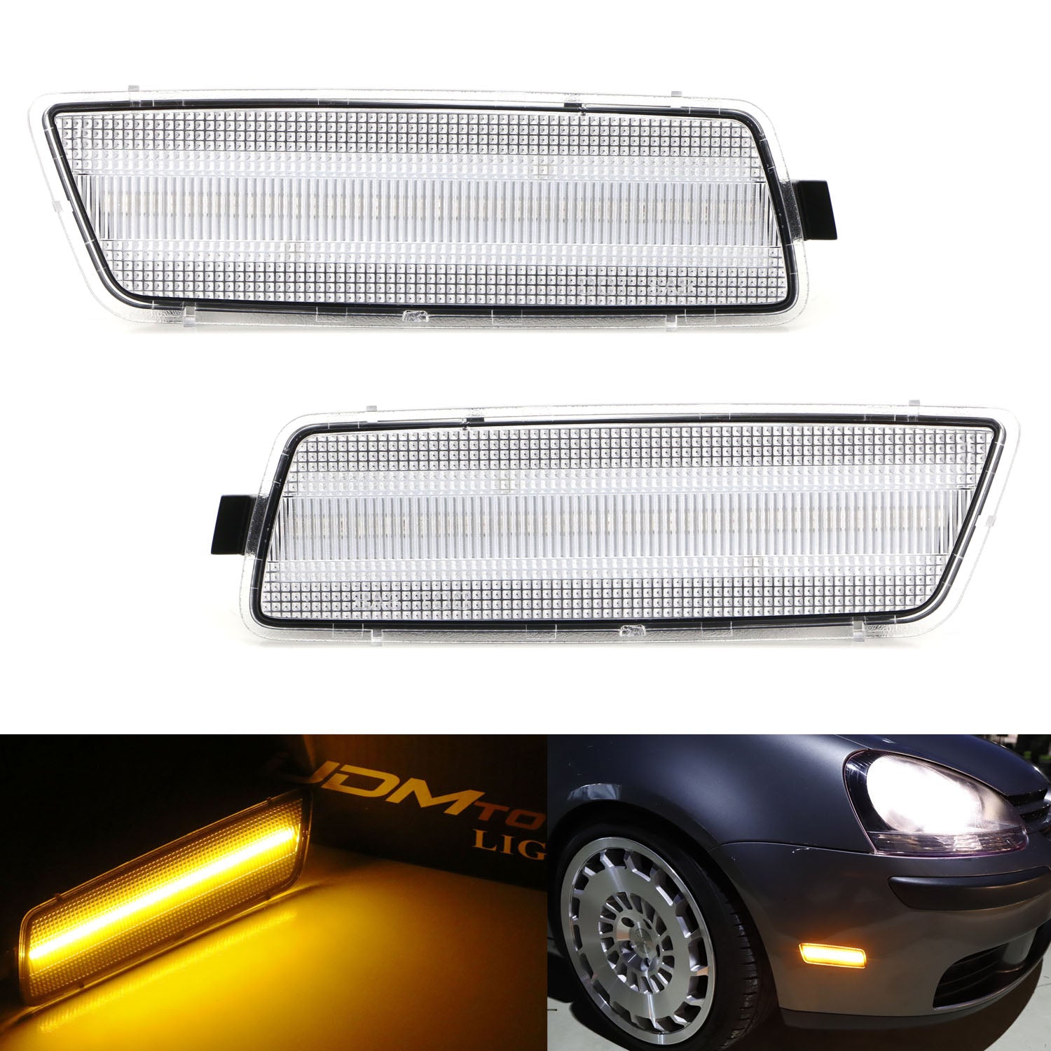 IJDMTOY Clear Lens Amber 30-SMD LED Front Side Marker Light For Chrysler 300 2005-2010
