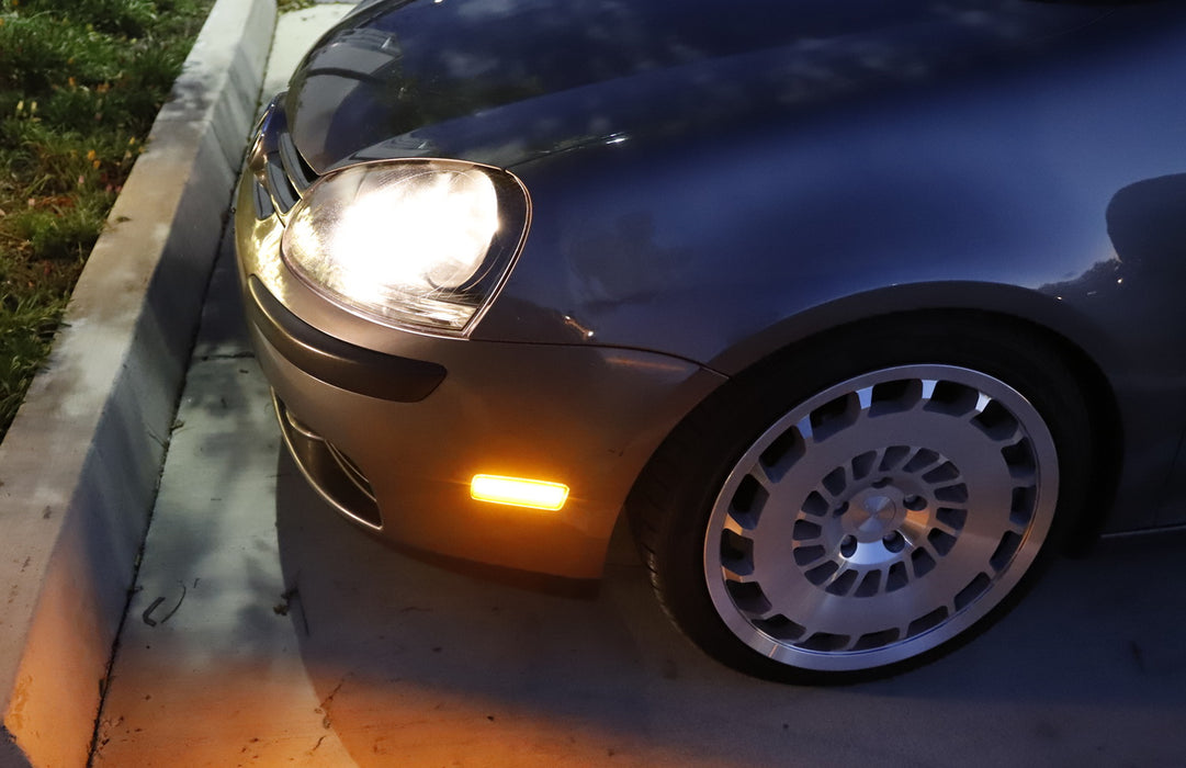 Clear Lens Amber LED Front Side Marker Light For 06-09 Volkswagen MK5 Golf/GTI