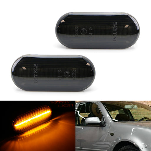 Smoked Lens Front Fender LED Side Marker Lights For VW MK4 Jetta GTI R32 Beetle