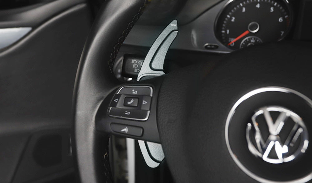 Gun Metal Steering Wheel Paddle Shifter Extensions For VW MK6 Golf CC Beetle etc