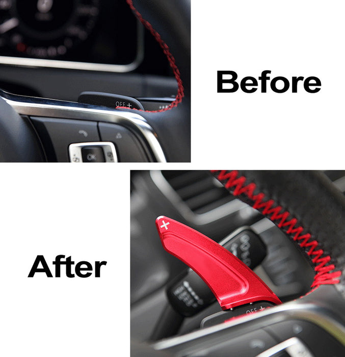 Red CNC Steering Wheel Paddle Shifter Extension Covers For 15-up VW MK7 GTI/Golf