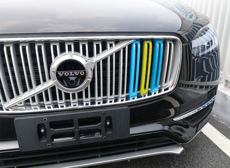 Sweden Flag Color Grille Decoration Insert Trims For 2016-19 2nd Gen Volvo XC90