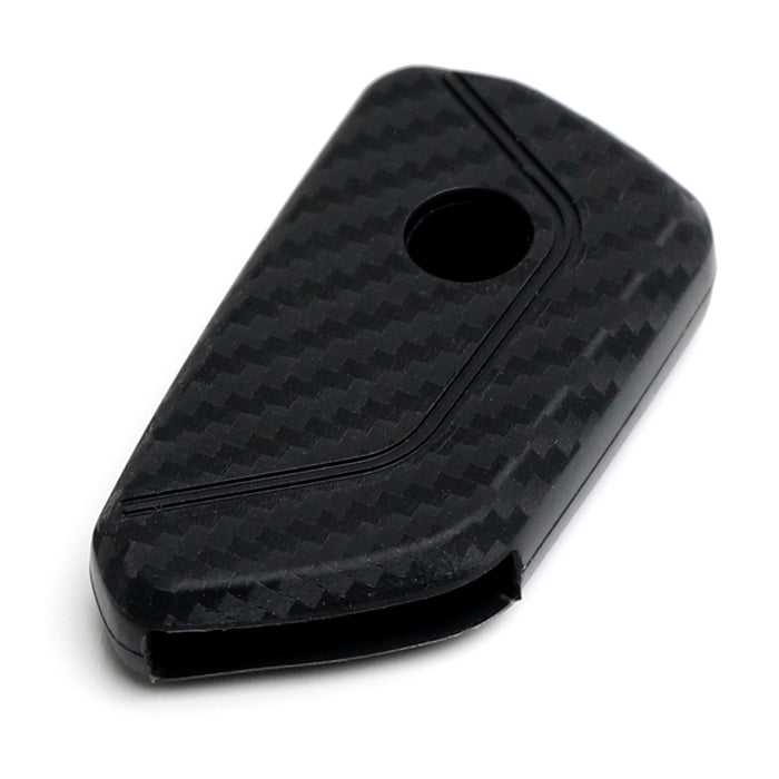 Sports Red Stripe Carbon Fiber Pattern Silicone Key Fob Cover For MK8 Golf ID 4