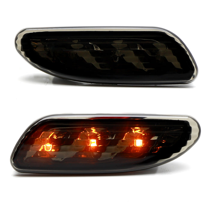 Chrome Reflex Black-Out Amber LED Side Marker Lights For Mercedes W203 C-Class