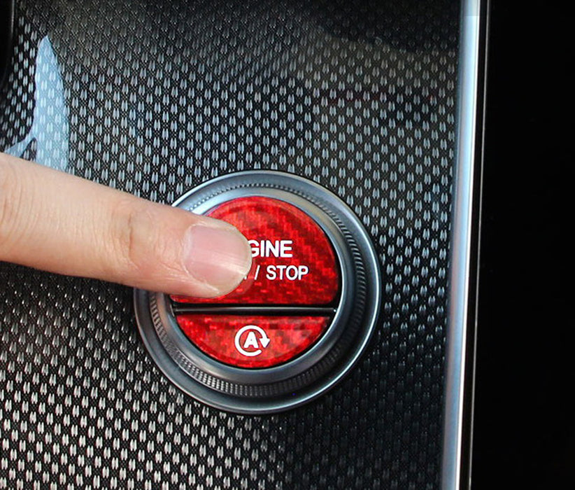 AMG Red Real Carbon Fiber Engine Push Start, Auto On/Off Button For 22+ Mercedes