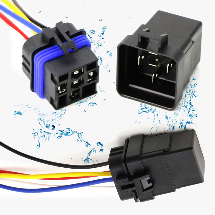 5pc 12V 40/30A Waterproof 5-Pin SPDT Mini Relay w/Watertight Connector n Pigtail